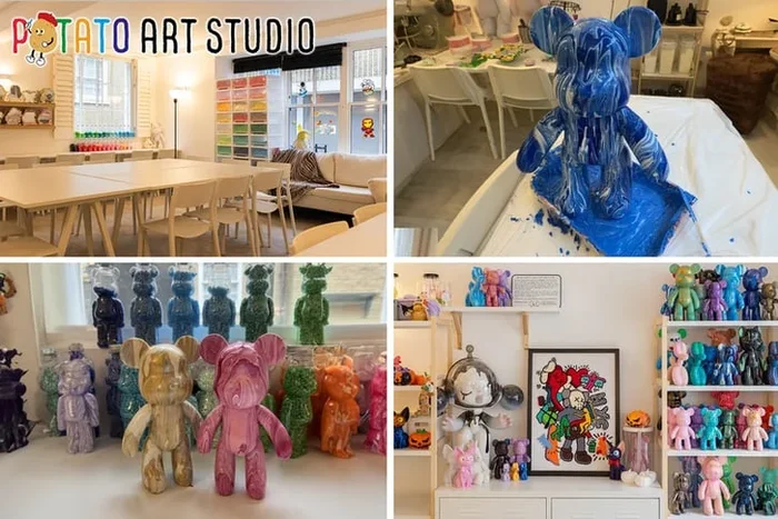 1-Hour Fluid Art Bear Painting Workshop with Take-Home Bear – Potato Art Studio, Marylebone