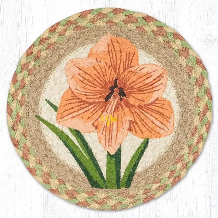 10″ Jute Amaryllis Round Trivet