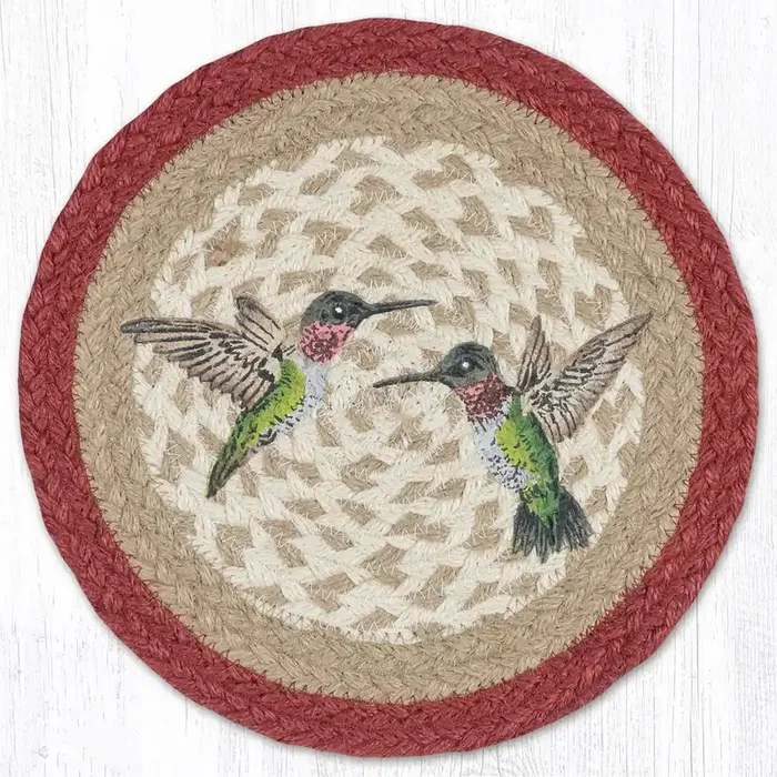 10″ Jute Hummingbird Pair Round Trivet