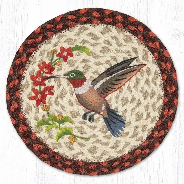 10″ Jute Hummingbird Round Trivet