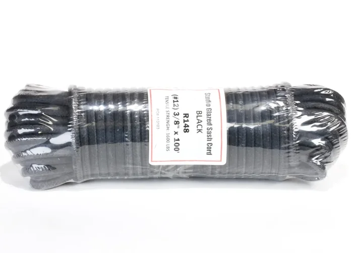 12 Black Sash Cord, 3/8″ x 100‘