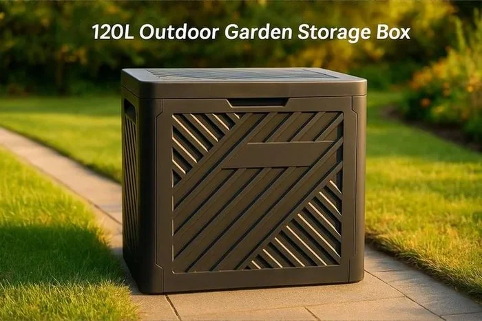 120L Black Lockable Plastic Outdoor Garden Storage Box – Weatherproof Lid