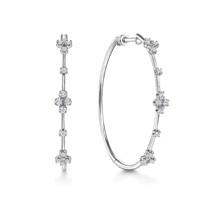 14k White Gold 40mm Round Classic Diamond Hoop Earrings – Gabriel & Co.