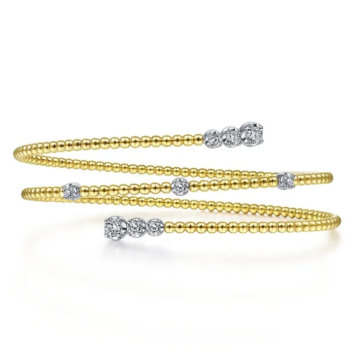 14K White-Yellow Gold Diamond Wrap Bangle- Gabriel & Co