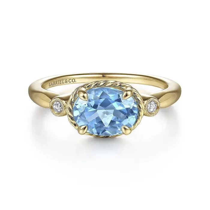 14k yellow gold blue topaz w/diamond accent ring – Gabriel & Co.