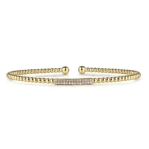 14K Yellow Gold Bujukan Bead Bangle with Diamonds – Gabriel & Co.