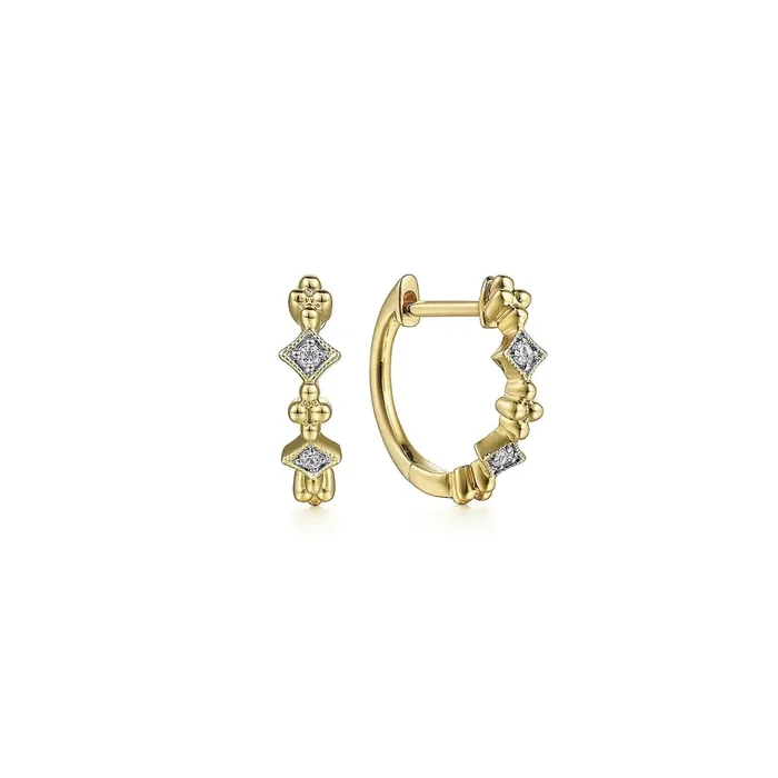 14K Yellow Gold Diamond Huggie Earrings – Gabriel & Co.