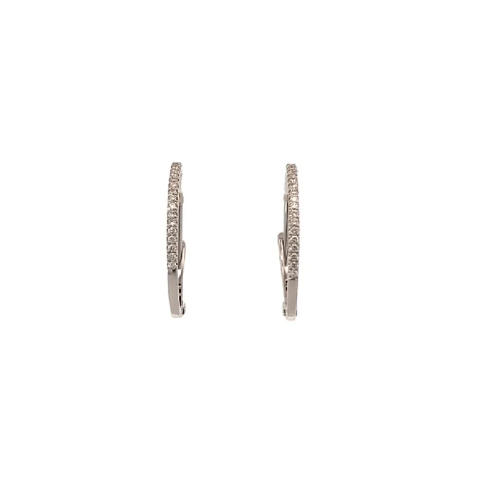 14kt White Gold Small Hoops Set with Diamonds inside-out – Amba Gems