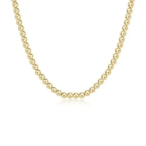15″ Choker Classic 5mm Gold Bead Necklace- enewton