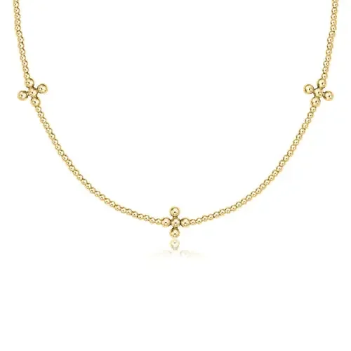 15″ choker signature cross gold pattern 2mm bead – classic beaded signature cross gold – 3mm bead gold