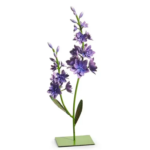 15″ Purple Delphinium Metal Decor