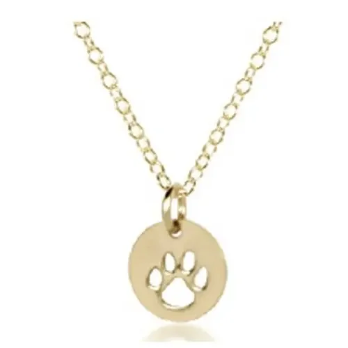 16″ Necklace Gold – Paw Print Gold Disc – enewton