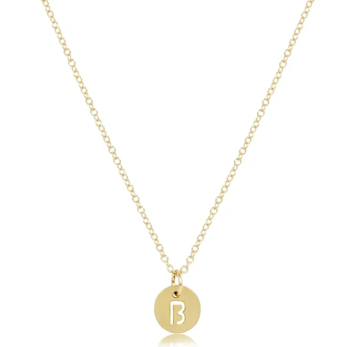 16″ Necklace Gold – Respect Small Gold Disc – B – enewton