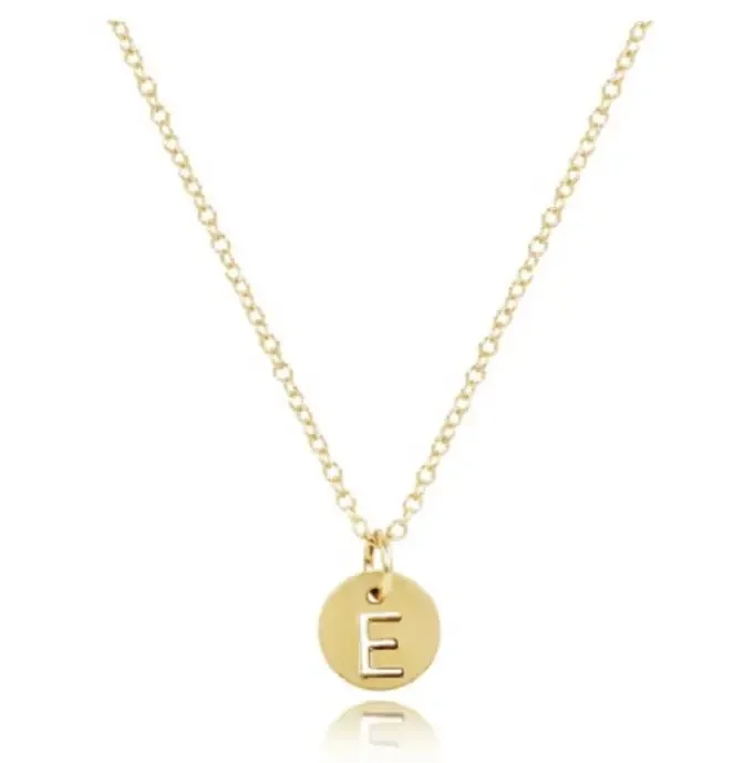 16″ Necklace Gold – Respect Small Gold Disc – E – enewton
