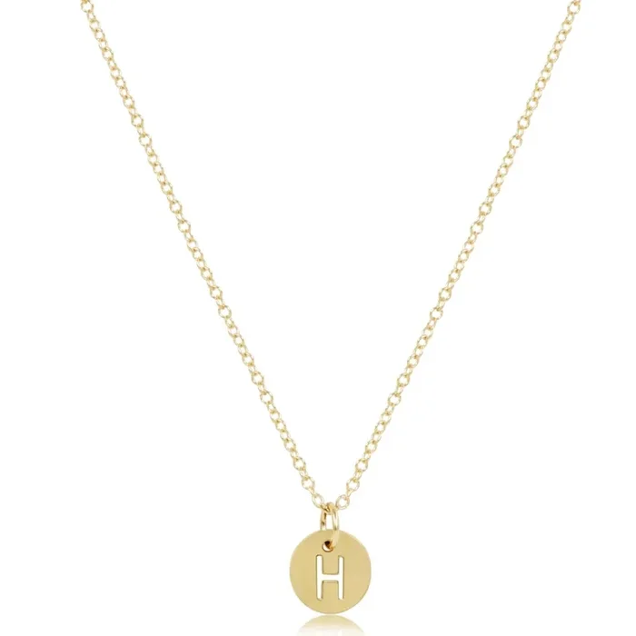 16″ Necklace Gold – Respect Small Gold Disc – H – enewton