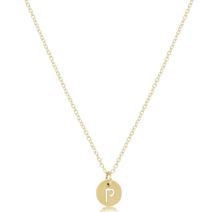 16″ Necklace Gold – Respect Small Gold Disc – P – enewton