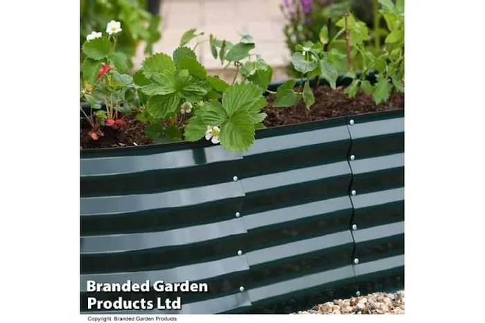 2 Green Metal Raised Bed Planters – Modular, Weatherproof, 35cm High