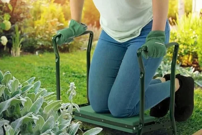 2-in-1 Folding Garden Kneeler Seat & Stool with Tool Bag – Heavy-Duty Steel, Portable Outdoor Bench