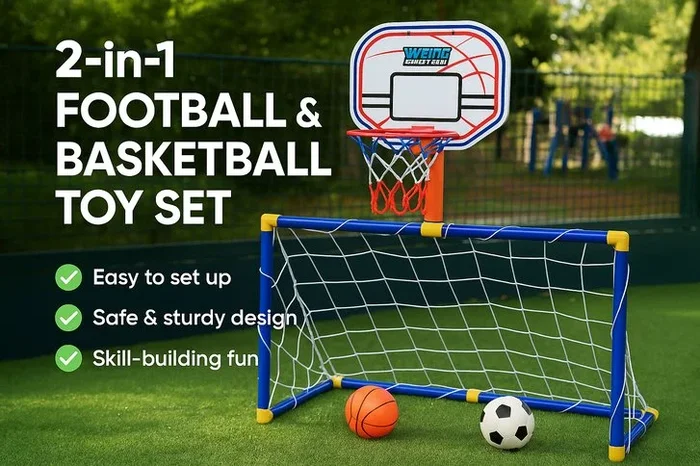 2-in-1 Football & Basketball Sports Toy Set for Kids