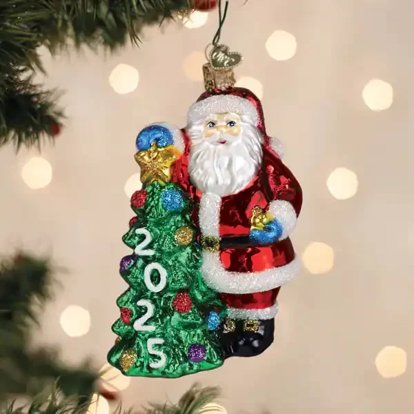 2025 Santa with Tree Dated Ornament