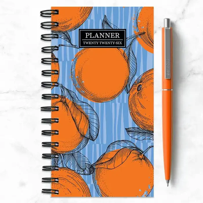 2026 Citrus Small Weekly Monthly Planner Orange Fruit Design Compact Diary Datebook 3.5″ x 6.5″