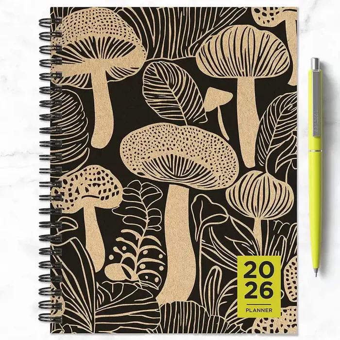 2026 Mushroom Medium Weekly Monthly Planner Wire-o Binding Diary Datebook Organizer 6.5″ x 8″