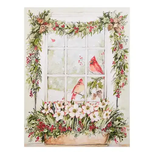 24″ Watercolor Holiday Cardinal Lighted Print