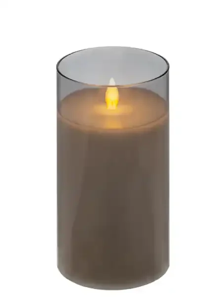 3×6 • Flameless LED Candle in Smoked Grey Glass