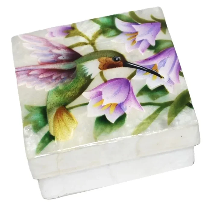 3″ x 3″ Capiz Painted Boxes, assorted designs