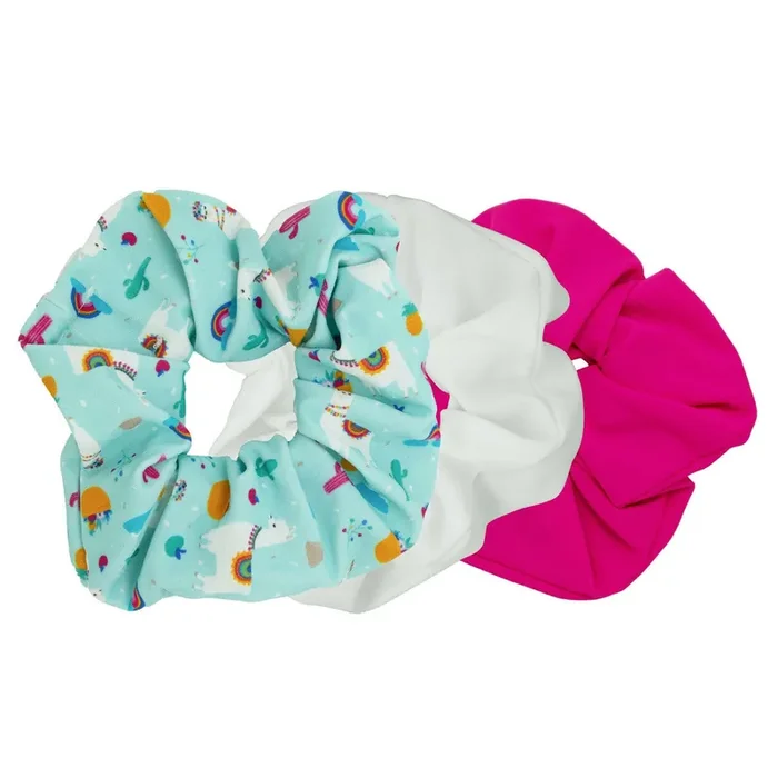 3 Pack Happy Llama Scrunchies 80s Hair Tie Set