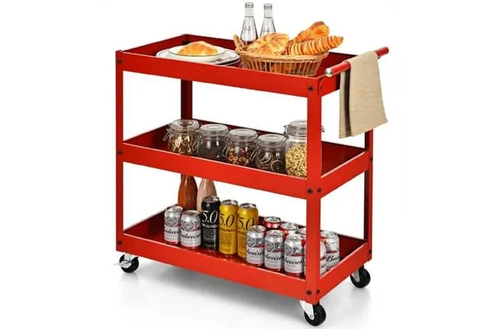 3 Shelf Rolling Metal Utility Cart