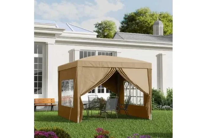 3x3m Weather-Resistant Pop-Up Steel Gazebo Shelter – Khaki Outdoor Marquee