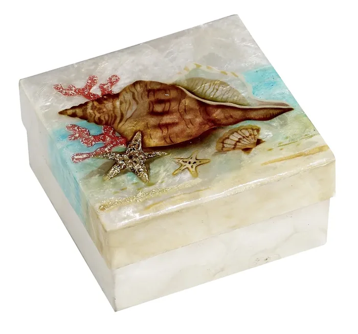 4″ x 4″ Capiz Painted Boxes, assorted designs