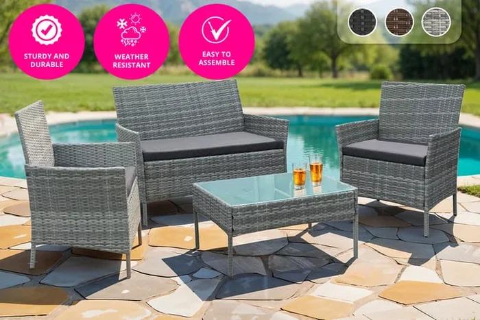 4-Seater Rattan Furniture Set – Stylish Comfort in Two Colors!