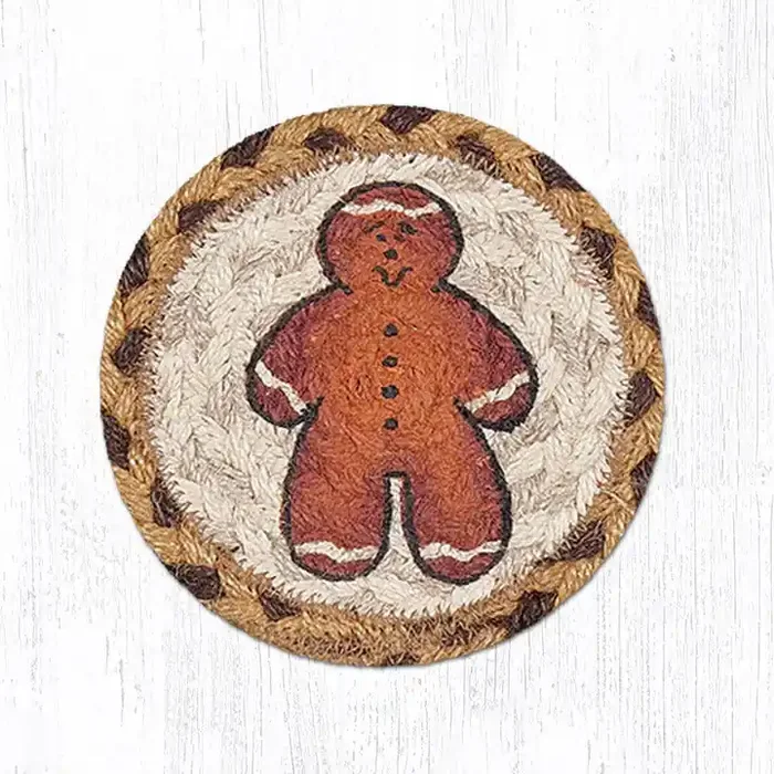 5″ Jute Coaster Gingerbread Man
