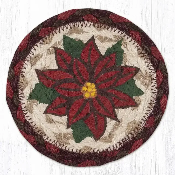 5″ Jute Coaster Poinsettia