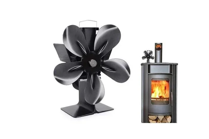 5-Blade Heat Powered Fireplace Fan – Silent Eco Stove Top Circulator for Wood Burners