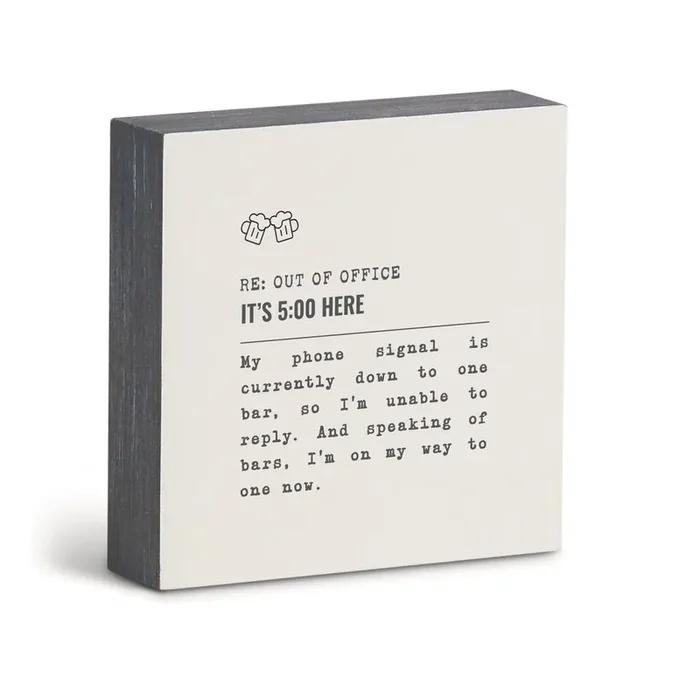 5 O‘Clock Here Beer Wall Art, 6″ Sq.