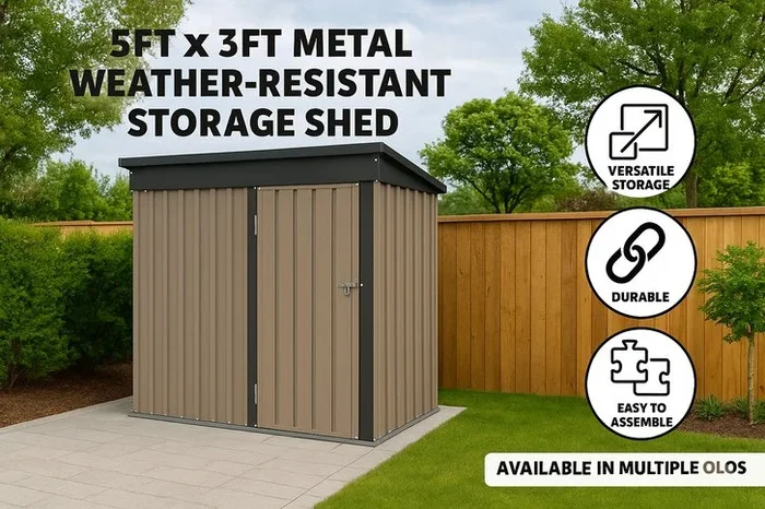5ft x 3ft Metal Weatherproof Storage Shed – Galvanised Steel, Lockable, Compact Garden Building
