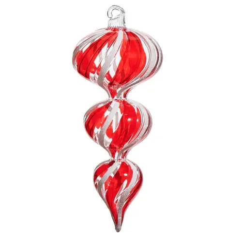 6.5″ Peppermint Finial Blown Glass Ornament