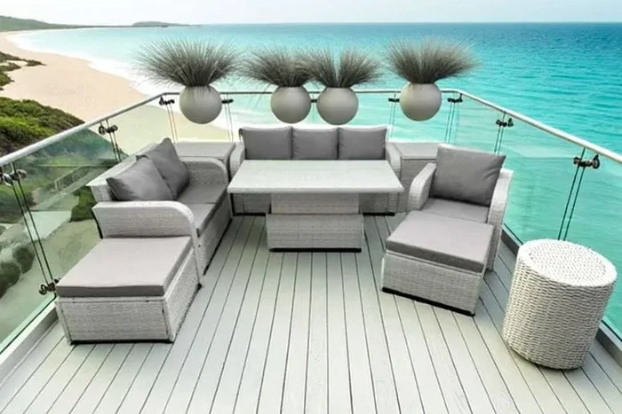 8-Piece Rattan Reclining Garden Sofa Set with Lifting Table
