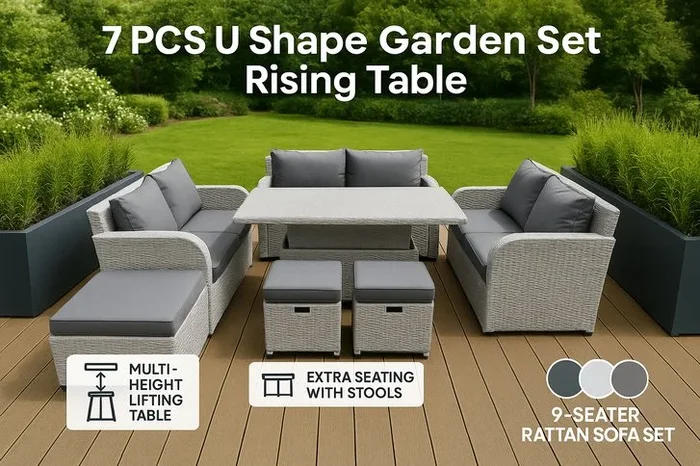 9-Seater Weather-Resistant Rattan Garden Sofa Set