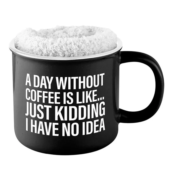 A Day Without Coffee is Like…Mug & Sock Gift Set in Black and White