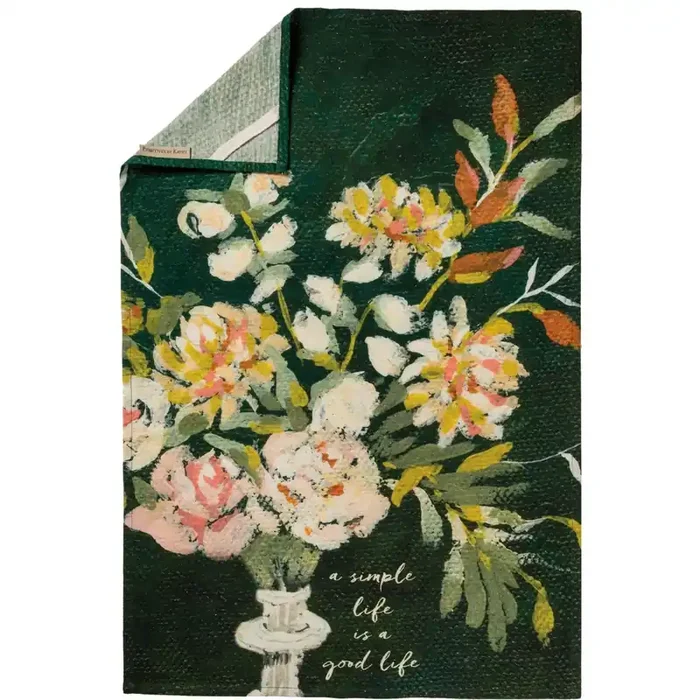 A Simple Life is a Good Life Kitchen Towel Floral Cotton Hand Tea Dish Cloth 18″ x 28″