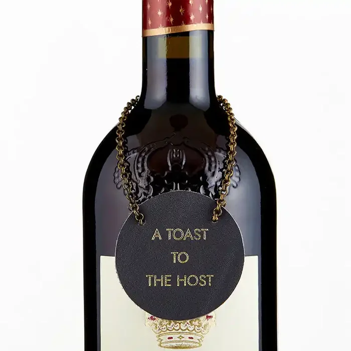 A Toast to the Host Leather Wine Bottle Tag