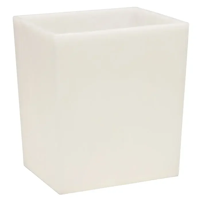 Abiko Translucent Cast Resin Rectangle Waste Basket (Pearl White)