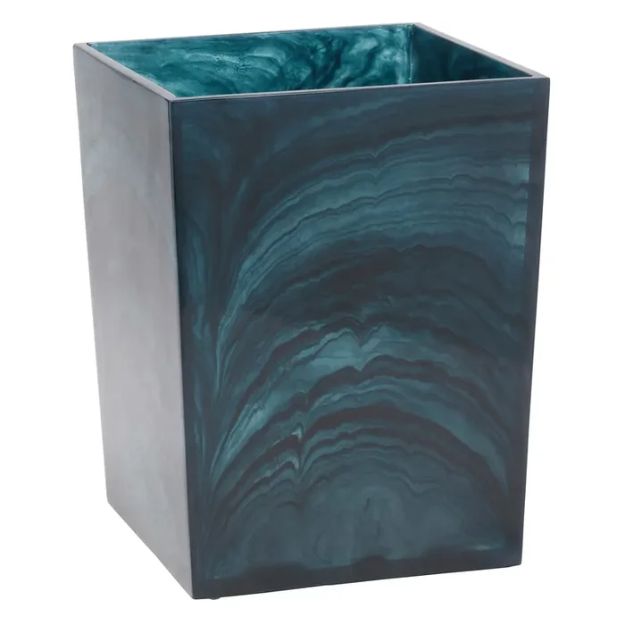 Abiko Translucent Cast Resin Square Waste Basket (Dark Teal)