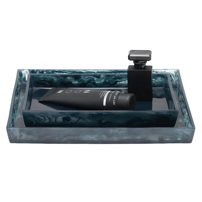 Abiko Translucent Cast Resin Tray Set/2 (Dark Teal)