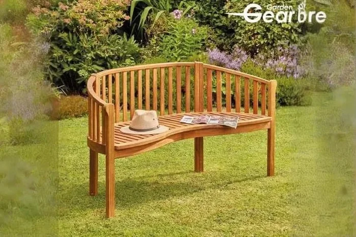 Acacia Wood 3-Seater Banana Bench – Curved Outdoor Garden Seat