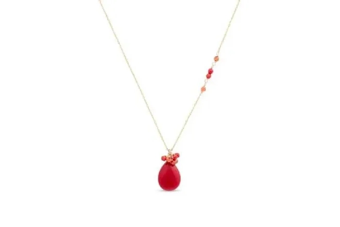 Adak 18ct Gold Plated Red Coral Pendant Necklace – Statement Jewellery for Women